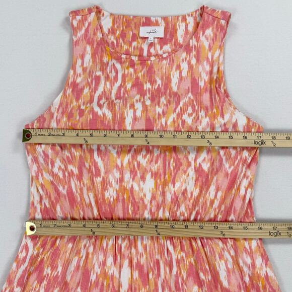 Soma Weekend Women's Ikat Soft Jersey Knit Midi Dress Large Orange Belted - Picture 11 of 13